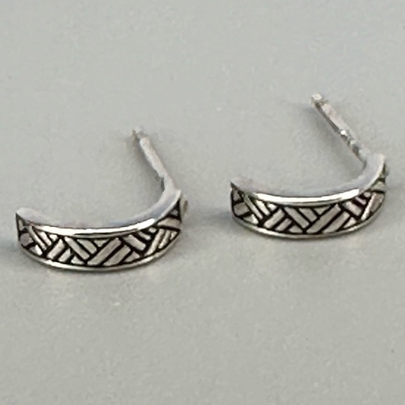 Chic Sterling Silver Tiny Huggie Hoops - Delicate Half Hoop Earrings - Picture 5 of 16
